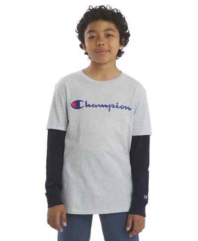 Champion Kids' Boys' 8-20 Hangdown Long-sleeve T-shirt In Gray Heather