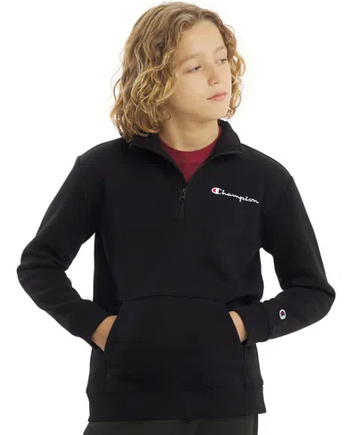 Champion Kids' Boys' 8-20 Quarter-zip Logo Sweatshirt In Black