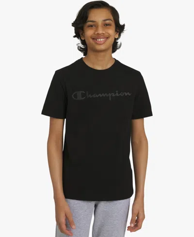 Champion Kids' Boys' 8-20 Silicone Logo Crewneck T-shirt In Black