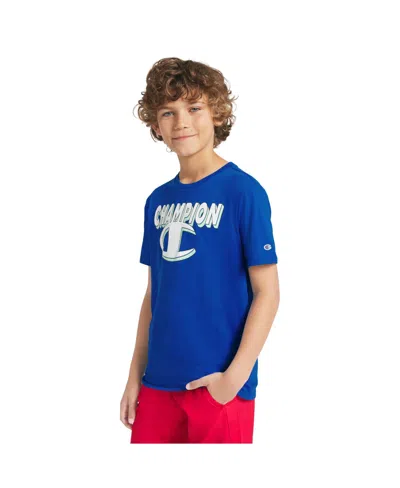 Champion Kids' Boys' Short-sleeve Round Neck Graphic T-shirt In Blue