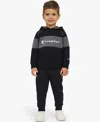 Champion Boys Toddler 2t-4t Colorblock Hoodie And Pants, 2-piece Set In Black