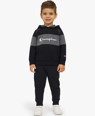 Champion Babies' Boys Toddler 2t-4t Colorblock Hoodie And Pants, 2-piece Set In Black