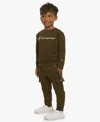 Champion Boys Toddler 2t-4t Crewneck T-shirt And Pants, 2-piece Set In Brown