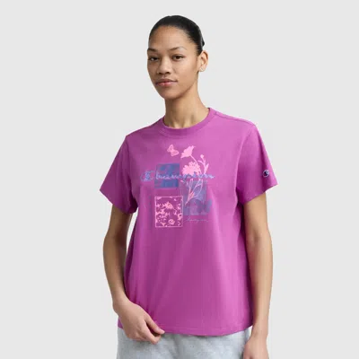 Champion Butterfly Collage Graphic T-shirt, C Logo In Purple