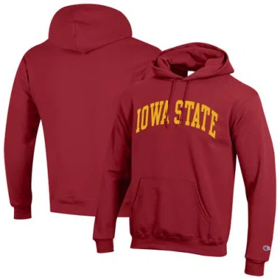 Champion Cardinal Iowa State Cyclones Basic Arch Fleece Pullover Hoodie In Red