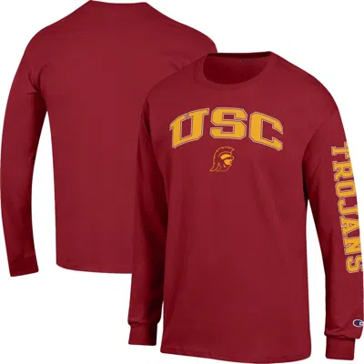 Champion Cardinal Usc Trojans Arch Over Logo 2-hit Long Sleeve T-shirt In Red