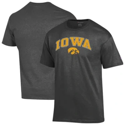 Champion Charcoal Iowa Hawkeyes Arch Over Logo T-shirt In Black