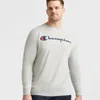 Champion Classic Graphic Long-sleeve T-shirt, Script Logo - Big & Tall In Gray