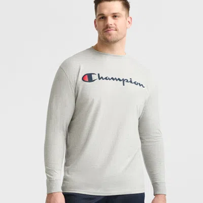 Champion Classic Graphic Long-sleeve T-shirt, Script Logo - Big & Tall In White