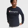 Champion Classic Graphic Long-sleeve T-shirt, Script Logo In Blue