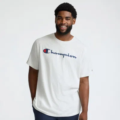 Champion Men's Mvp Script Logo Short-sleeve Crewneck T-shirt In White