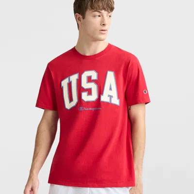 Champion Classic Graphic T-shirt, Usa Block Logo In Red