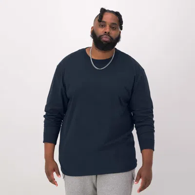 Champion Classic Long-sleeve T-shirt, Embroidered C Logo - Big & Tall In Blue