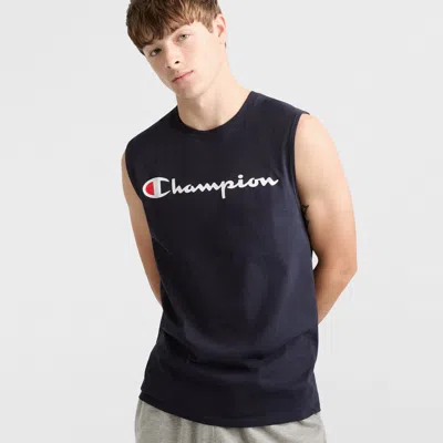 Champion Classic Muscle Tank, Script Logo In Blue