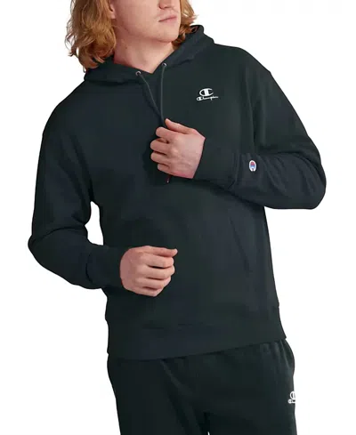 Champion Classic Stadard Fit Logo Embroidered Fleece Hoodie In Black