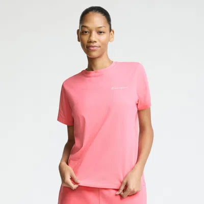 Champion Classic T-shirt, Tonal Left Chest Script In Pink