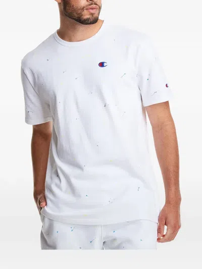 Champion C-life Heritage Paint-splatter T-shirt In White