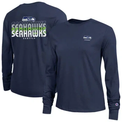Champion College Navy Seattle Seahawks Core Long-sleeve T-shirt In Blue