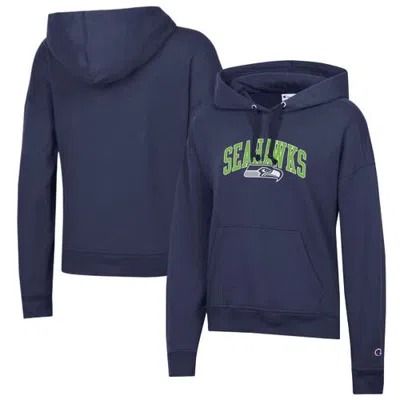 Champion College Navy Seattle Seahawks Powerblend Hoodie In Blue