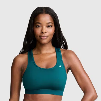 Champion Compression Sports Bra, C Logo In Deep Teal