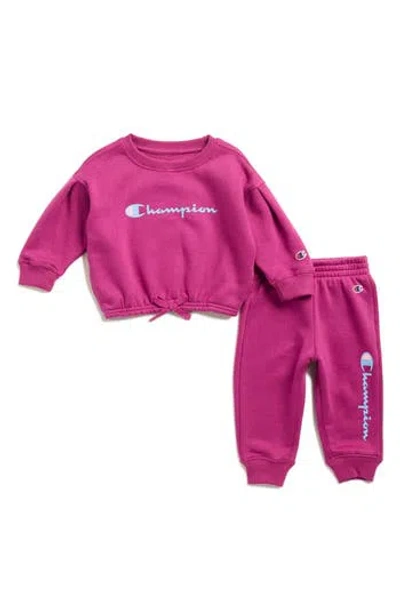 Champion Babies'  Crew Pullover Sweater & Joggers Set In Pink