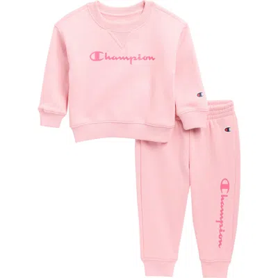 Champion Babies'  Crew Sweater & Jogges Set In Pink