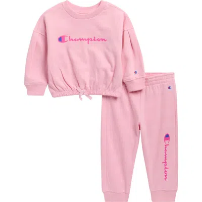 Champion Babies'  Crewneck Sweatshirt & Joggers Set In Pink