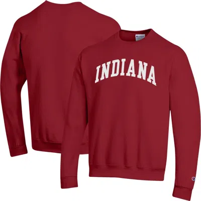 Champion Crimson Indiana Hoosiers Basic Arch Fleece Pullover Sweatshirt In Red