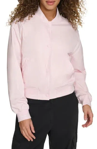 Champion Crop Varsity Jacket In Pink