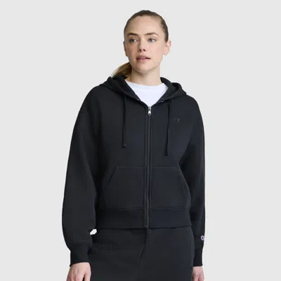 Champion Cropped Zip-up Hoodie In Black