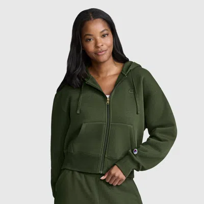 Champion Cropped Zip-up Hoodie In Green