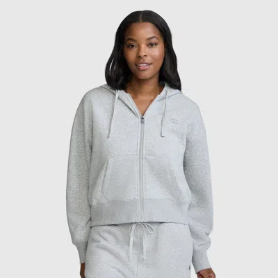 Champion Cropped Zip-up Hoodie In Gray