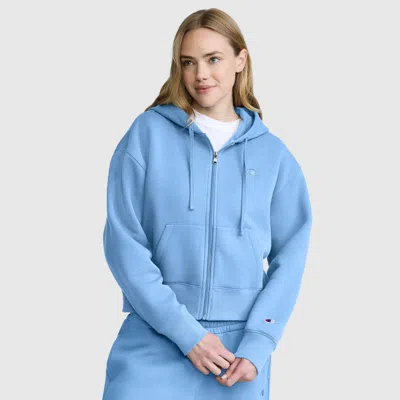 Champion Cropped Zip-up Hoodie In Blue