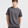 Champion Curved Hem Slub T-shirt, Embroidered Script In Gray