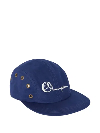 Champion Embroidered Eyeleted Baseball Cap In Blue
