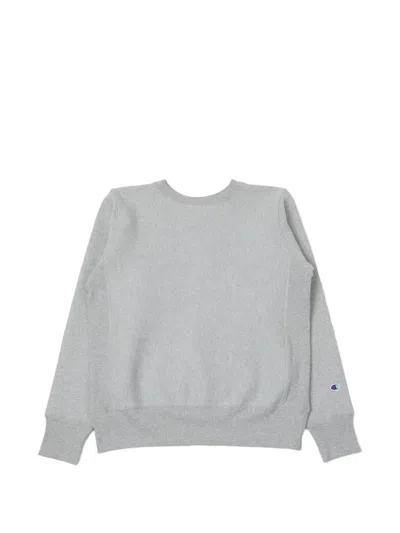 Champion Embroidered-logo Crew-neck Sweater In Gray