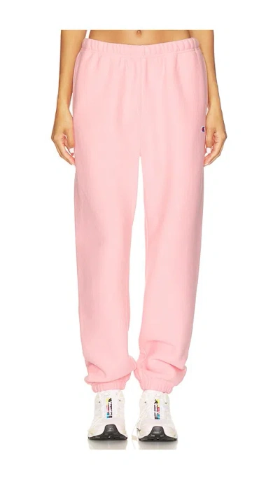 Champion Essentials Reverse Weave Cinched Bottom Sweatpant In Pink