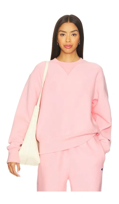 Champion Essentials Reverse Weave Crew Neck Sweatshirt In Pink