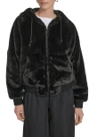 Champion Faux Fur Bomber Hoodie In Black