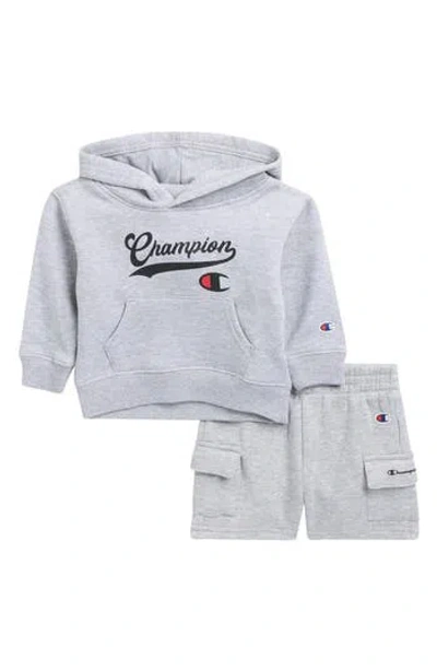 Champion Babies'  Fleece Hoodie & Cargo Shorts Set In Gray