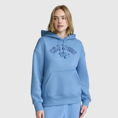 Champion Fleece Hoodie, Satin Applique In Blue
