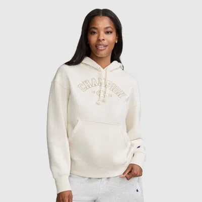 Champion Fleece Hoodie, Satin Applique In White