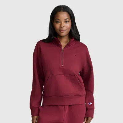 Champion Fleece Mockneck Quarter-zip In Burgundy