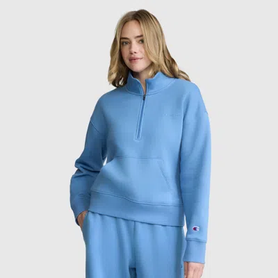 Champion Fleece Mockneck Quarter-zip In Blue