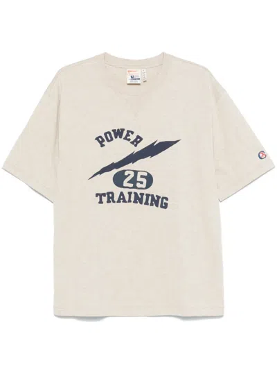 Champion Flocked-detail T-shirt In Neutrals