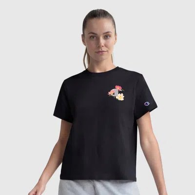 Champion Floral Mesh "c" Graphic T-shirt, C  Logo In Black