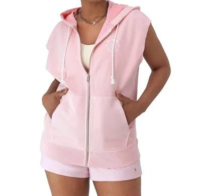 Champion French Terry Sleeveless Hoodie, 1919 Rochester Ny Graphic Sun Dye In Chantilly Pink