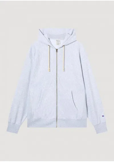 Champion Full Zip Hoodie Sweatshirt In Gray