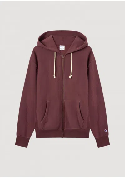 Champion Full Zip Hoodie Sweatshirt In Red