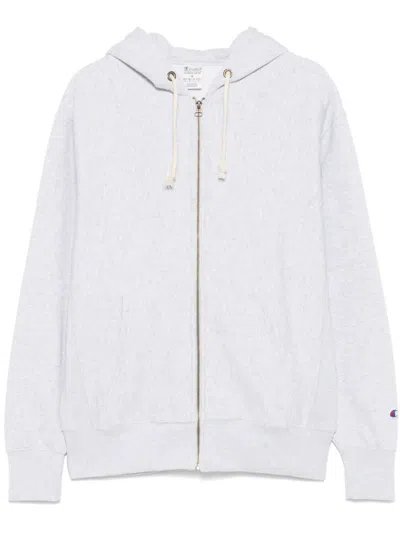 Champion Full Zipped Hoodie Sweatshirt In Light Gray
